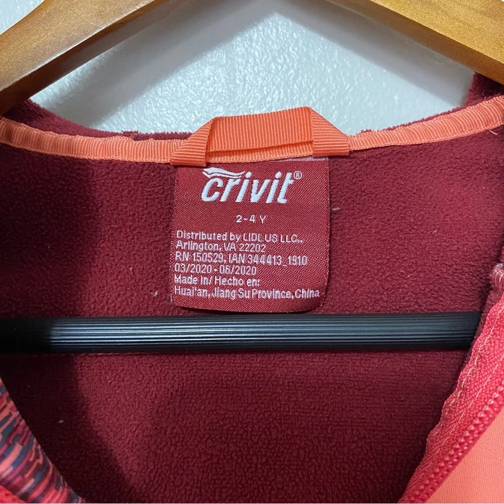 Crivit Toddler Girls Softshell Full Zip Hooded Jacket Pink Sz 2-4 YRS Outerwear
